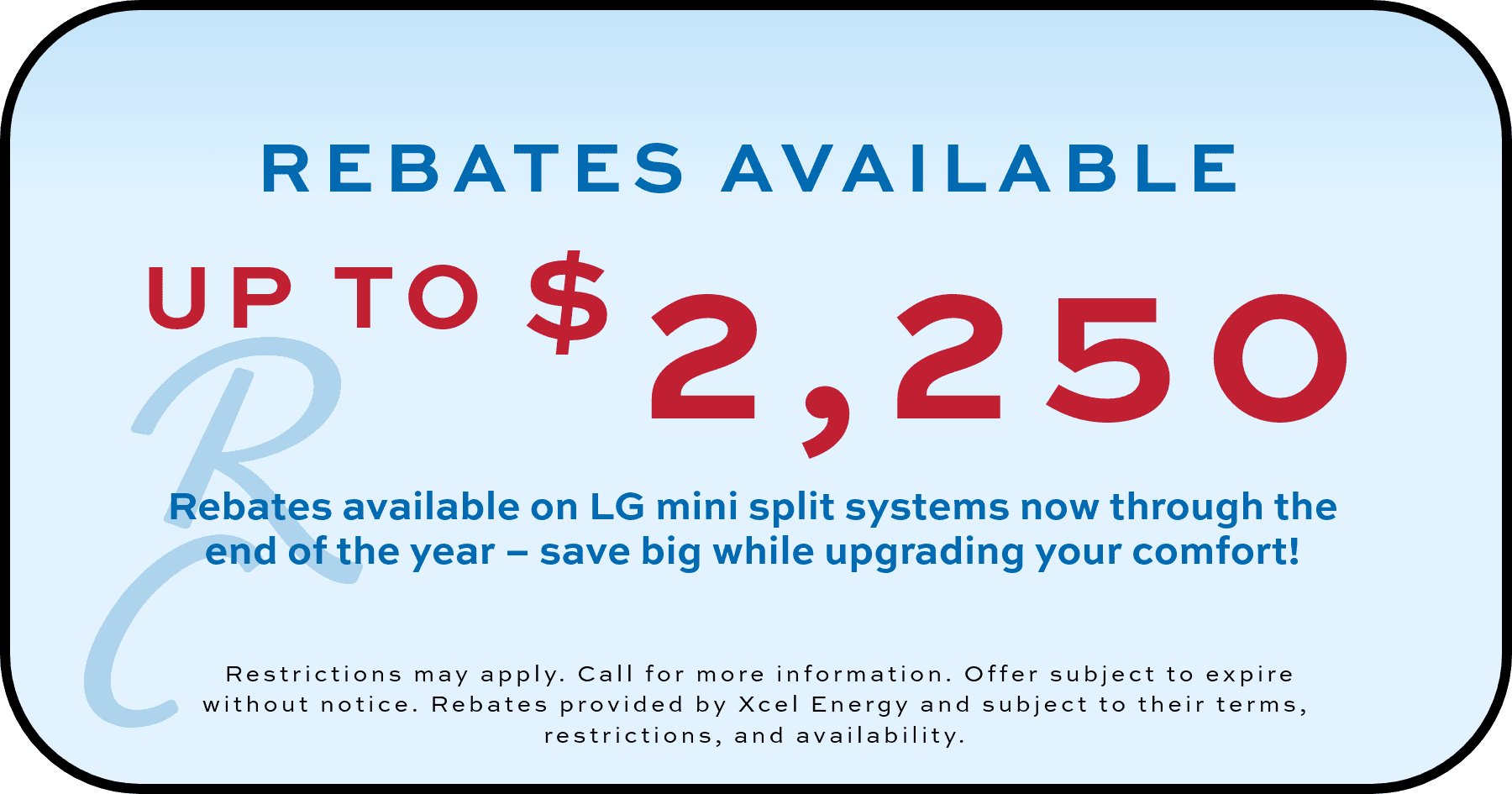 Website coupon for rebates available up to $2,250.